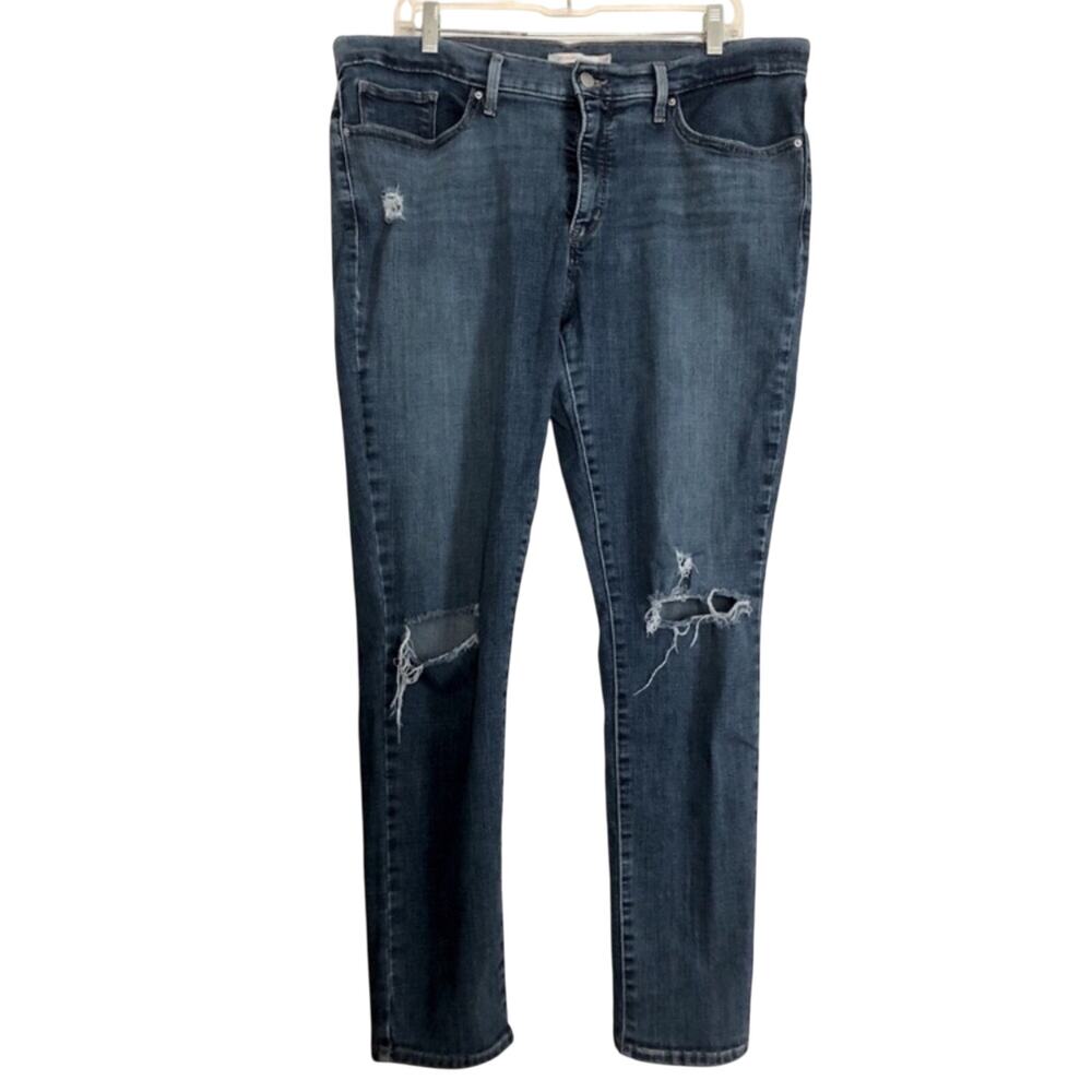 Levi's Jeans Shaping Skinny Leg Mid Rise Distressed Blue Denim Jeans Pants